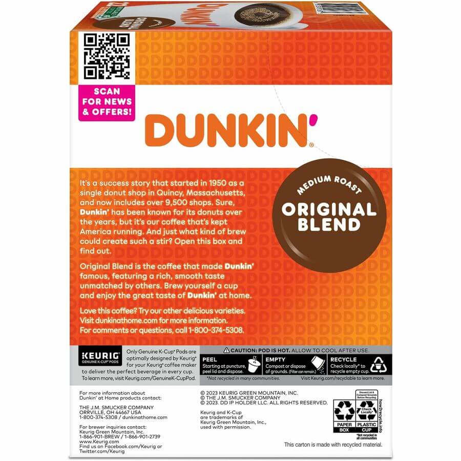 Dunkin' K-Cup Original Blend Coffee