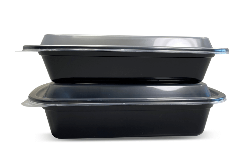 Rectangle Combo Container Black Base with Clear Lid 38 ounces