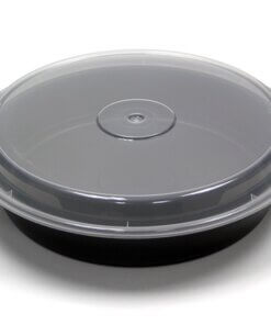 Round black base with round clear lid
