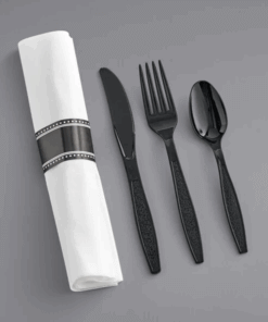 Pre-rolled Linen-Feel cutlery kit