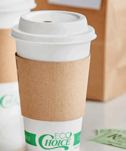 Coffee cup with natural colored sleeve